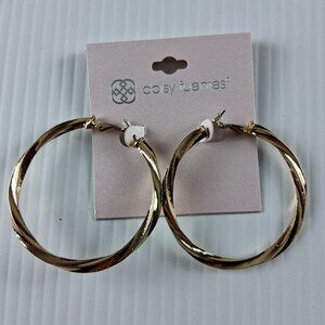 Daisy Fuentes Gold Tone 2" Twisted Hoop Earrings Fashion Jewelry